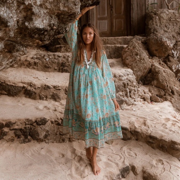 Spell & the Gypsy | Seashell boho midi dress in seafoam - Picture 7 of 16